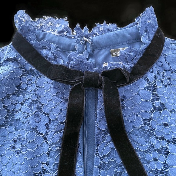 NANETTE LEPORE Lace Dress with Black Velvet Bow Long Sleeve Size 8 - Picture 7 of 10